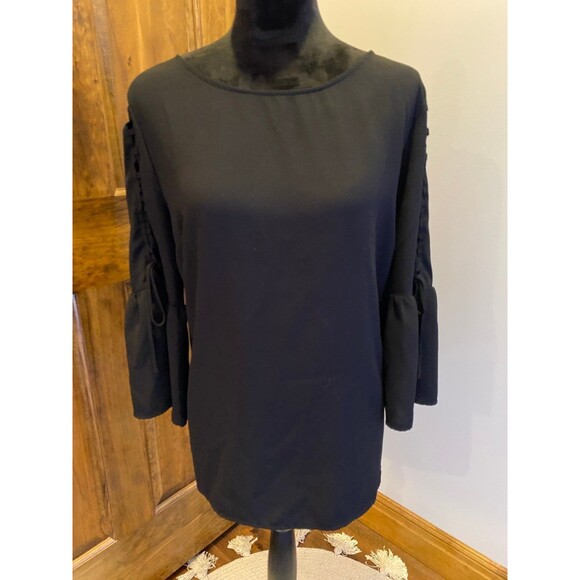 Time and Tru Black Womens Corset Laced Bell Sleeve Size XL Top Blouse Stylish - Picture 1 of 10